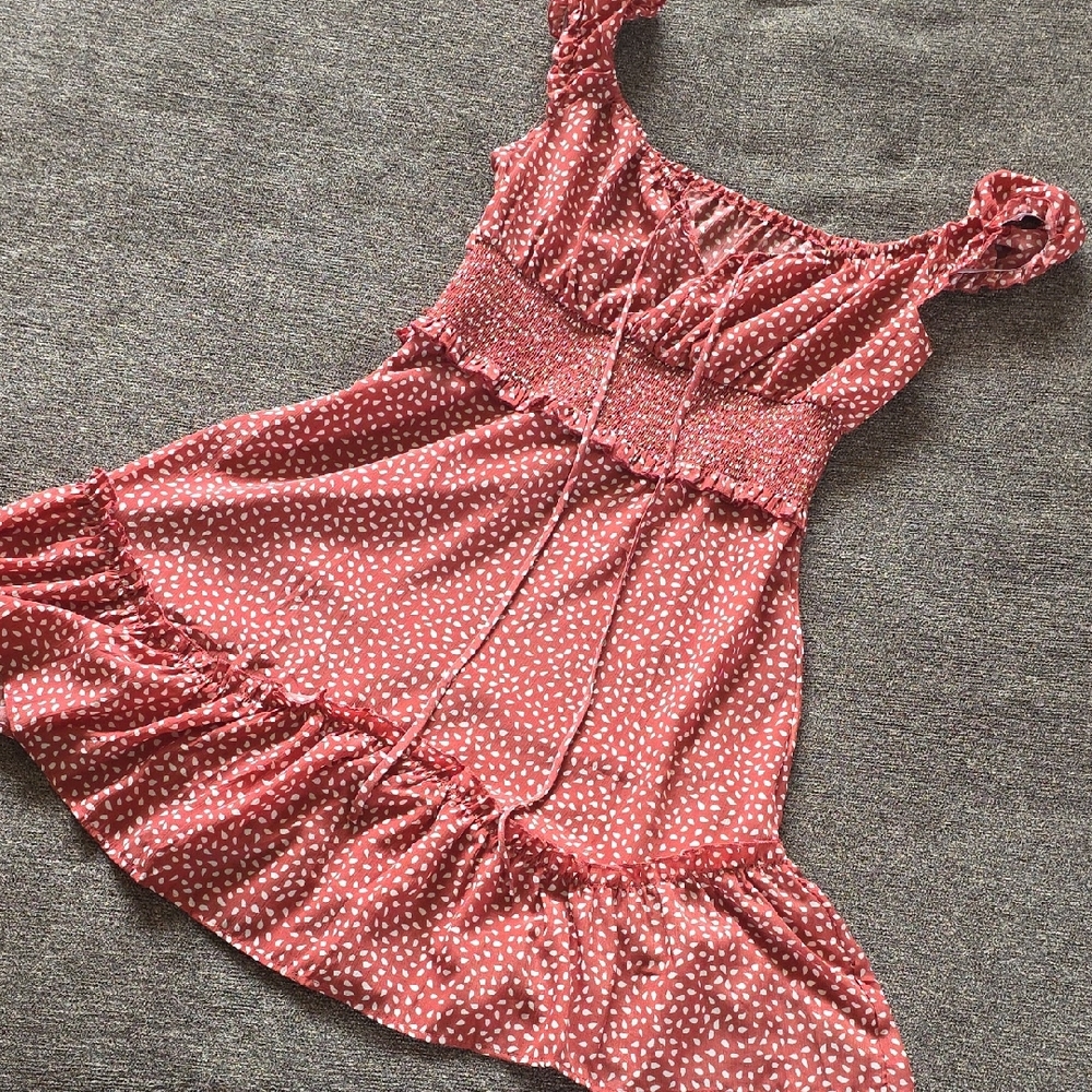 Chic Red Dress with White Pattern